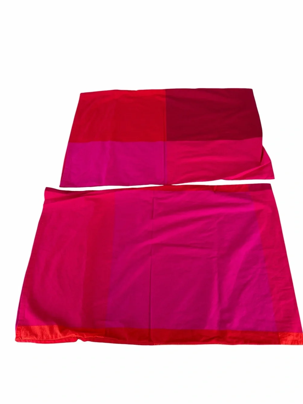 Y2K IKEA Brunkrissla 3-Piece Full Duvet Cover Set Pink Orange Plaid 100% Cotton